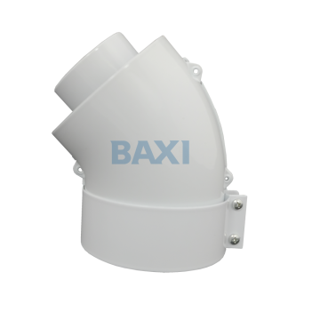 BAXI turbó könyök 45° kazánhoz fehér D60/100mm