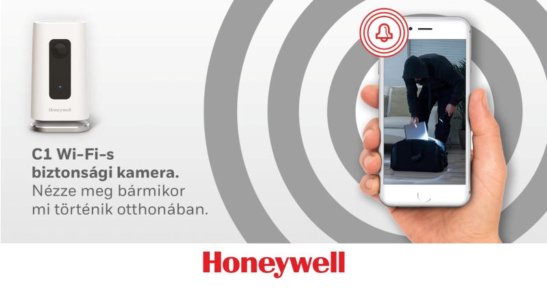 A C1 Wi-Fi-s biztonsági kamera felismer bizonyos hangokat, például a Honeywell szén-monoxid vészjelz