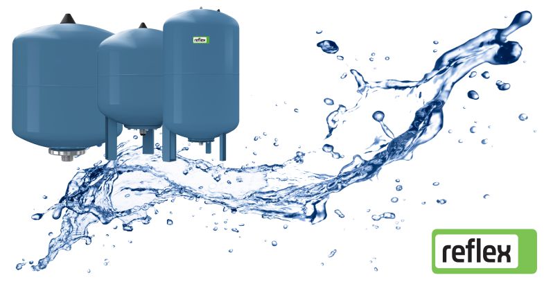 Reflex változó nyomású zárt tágulási tartályok ivóvizes, nyomásemelő és vízmelegítő rendszerkhez