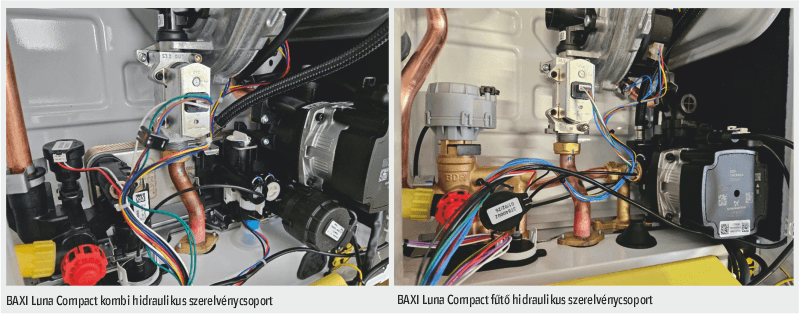 A Baxi Luna Compact kombi és fűtőkazánok szerelvénycsoportjai