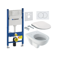 GEBERIT Duofix fali WC szerelőelem szett, tartály, fehér nyomólap, WC, ülőke, 112cm - gepesz.hu