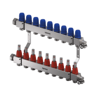 UPONOR Vario C 9 körös szelepes osztó-gyűjtő, áramlásmérővel, Eurokón., 1x3/4 - gepesz.hu
