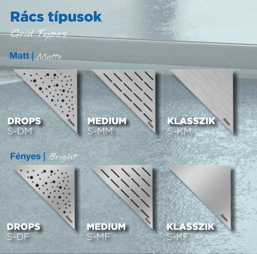 Styron sarok zuhanyfolyóka rács típusok