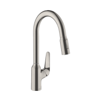 HANSGROHE Focus M42 konyhai csaptelep, egykaros, kihúzható zuhanyfejjel, inox
