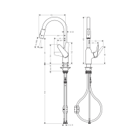 HANSGROHE Focus M42 konyhai csaptelep, egykaros, kihúzható zuhanyfejjel, inox - gepesz.hu