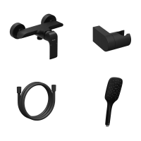 RAVAK FLAT FL 032.20BLM+S zuhany csaptelep, egykaros, tartó, zuhanyszet, matt fekete - gepesz.hu